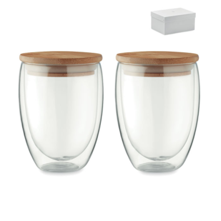 Lot de 2 Mugs isotherme en verre personnalisables 350 ml - TIRANA Lot de 2 Mugs isotherme en verre personnalisables 350 ml - TIRANA