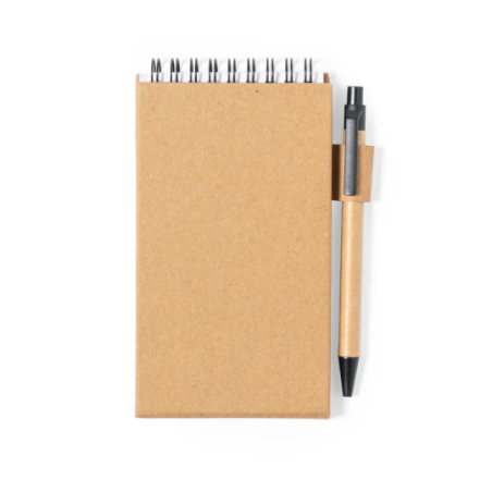 Bloc-notes publicitaire avec support téléphone et son stylo en carton recyclé - Phesux Bloc-notes publicitaire avec support téléphone et son stylo en carton recyclé - Phesux