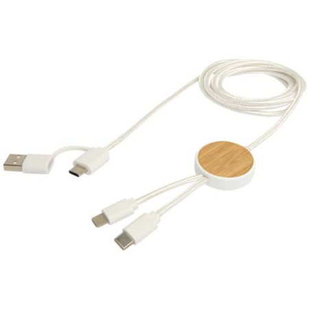 Câble 5 en 1 Chechia en plastique recyclé de 150&nbsp;cm pour la synchronisation des données et la charge rapide de 27&nbsp;W avec détails