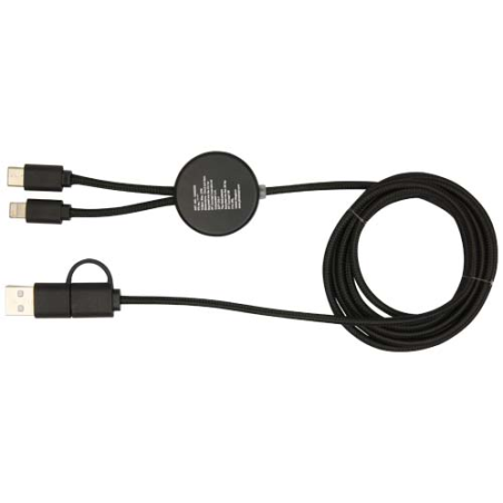 Câble 5 en 1 Chechia en plastique recyclé de 150&nbsp;cm pour la synchronisation des données et la charge rapide de 27&nbsp;W avec détails