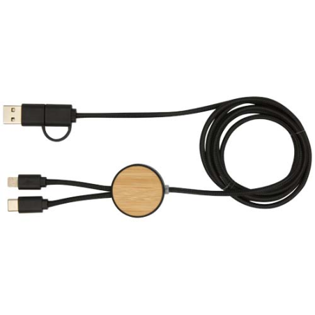 Câble 5 en 1 Chechia en plastique recyclé de 150&nbsp;cm pour la synchronisation des données et la charge rapide de 27&nbsp;W avec détails
