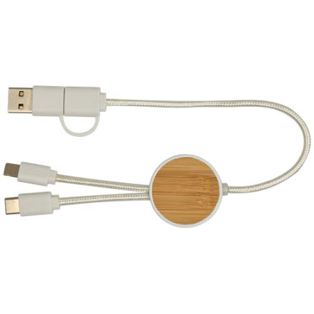Câble 5 en 1 Chechia en plastique recyclé de 30&nbsp;cm pour la synchronisation des données et la charge rapide de 27&nbsp;W avec détails 