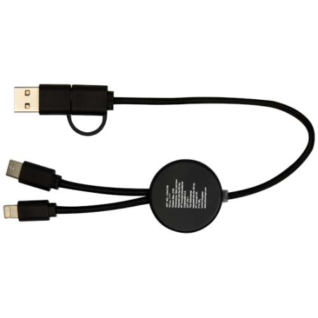 Câble 5 en 1 Chechia en plastique recyclé de 30&nbsp;cm pour la synchronisation des données et la charge rapide de 27&nbsp;W avec détails 