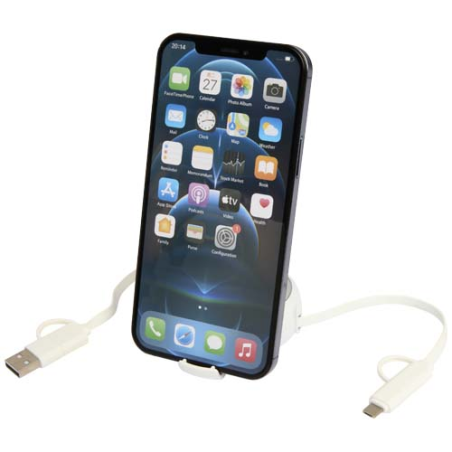 Câble rétractable 5 en 1 Alasia de 100&nbsp;cm en plastique recyclé et aluminium pour la synchronisation des données et la charge rap