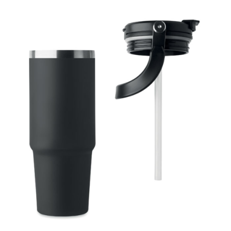 Gourde isotherme personnalisable en inox recyclé avec paille 850 ml - SUMA