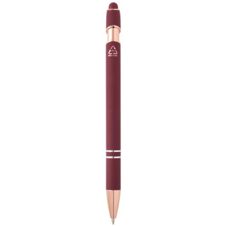 Stylo bille personnalisable en aluminium recyclé avec finition or rose encre bleue