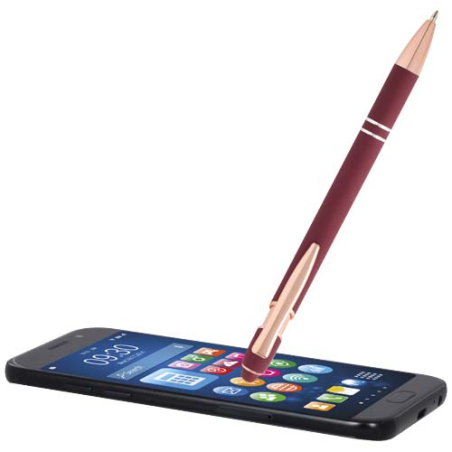Stylo bille personnalisable en aluminium recyclé avec finition or rose encre bleue