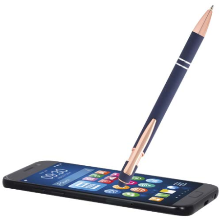 Stylo bille publicitaire en aluminium recyclé avec finition or rose encre noire