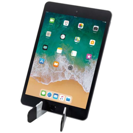Support pliable publicitaire pour tablette et téléphone en plastique recyclé Support pliable publicitaire pour tablette et téléphone en plastique recyclé