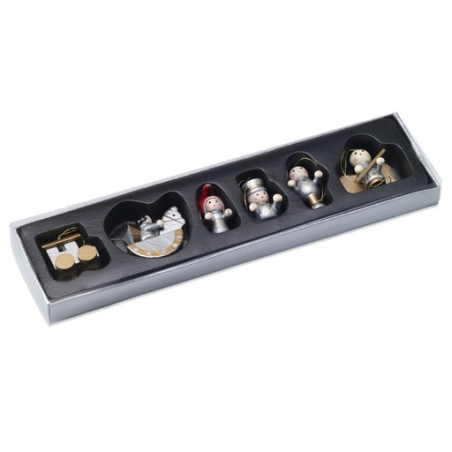 Set personnalisable de 6 décorations pour sapin de Noël en bois Set personnalisable de 6 décorations pour sapin de Noël en bois