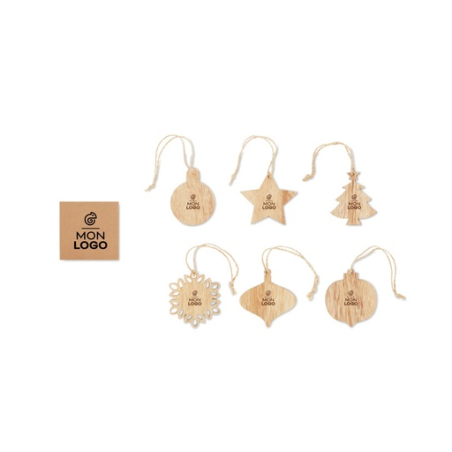 Lots de Décoration de Noël personnalisée en contreplaqué et corde de jute