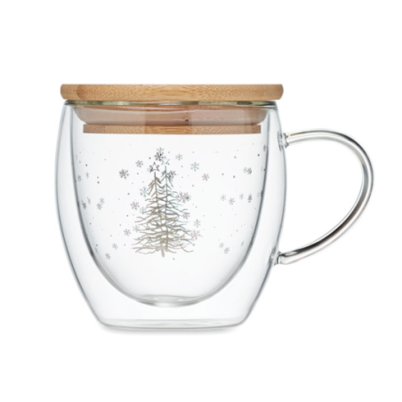 Tasse en verre personnalisable à double paroi de noël