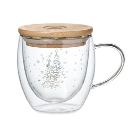Tasse en verre personnalisable à double paroi de noël