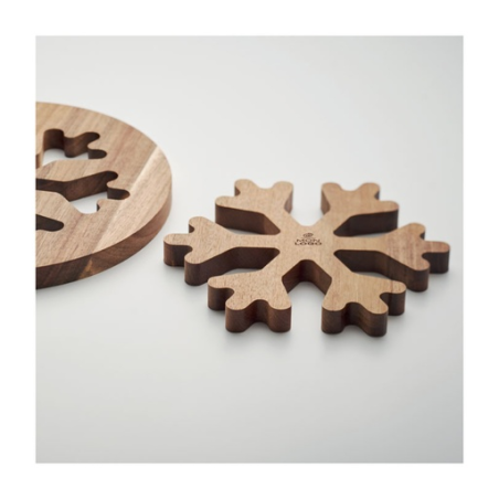 2 dessous de plat en acacia personnalisables - Flocon