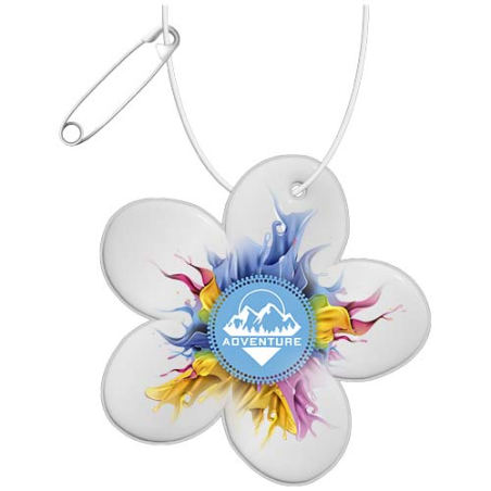 Attache personnalisable en forme de fleur RFX™ en PVC réfléchissant Attache personnalisable en forme de fleur RFX™ en PVC réfléchissant