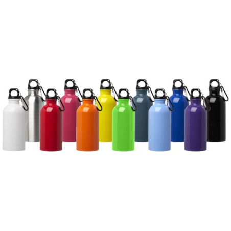 Gourde personnalisable simple paroi en acier recyclé certifié RCS avec mousqueton 400 ml Gourde personnalisable simple paroi en acier recyclé certifié RCS avec mousqueton 400 ml