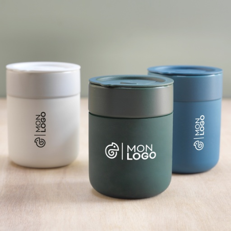 Mug personnalisable en céramique avec revêtement en silicone et couvercle en plastique 330ml - Java Mug personnalisable en céramique avec revêtement en silicone et couvercle en plastique 330ml - Java