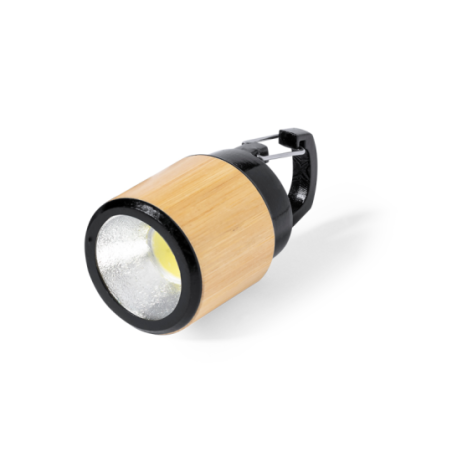 Lampe torche personnalisable 3 LEDs avec mousqueton en ABS et bambou - Gus Lampe torche personnalisable 3 LEDs avec mousqueton en ABS et bambou - Gus