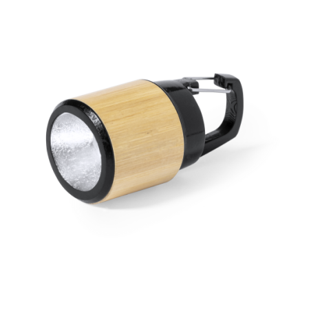 Lampe torche personnalisable 3 LEDs avec mousqueton en ABS et bambou - Gus Lampe torche personnalisable 3 LEDs avec mousqueton en ABS et bambou - Gus