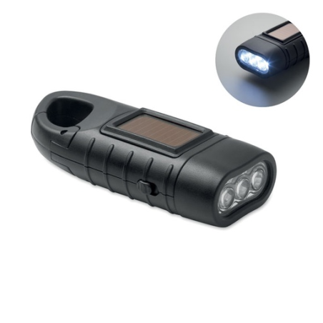 Torche solaire et dynamo personnalisée 3 LED en ABS recyclé - SLUZ Torche solaire et dynamo personnalisée 3 LED en ABS recyclé - SLUZ