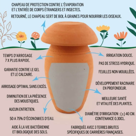 Olla personnalisable 30 cl en terre brute avec sachet de graine pour oiseau - Fabrication française Olla personnalisable 30 cl en terre brute avec sachet de graine pour oiseau - Fabrication française