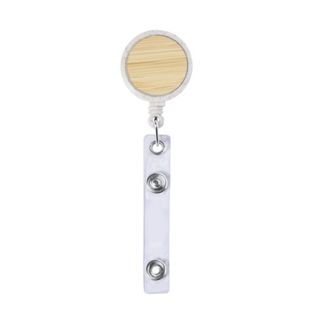 Porte-badge personnalisé avec sangle extensible 70 cm en bambou et paille de blé - Alikra Porte-badge personnalisé avec sangle extensible 70 cm en bambou et paille de blé - Alikra