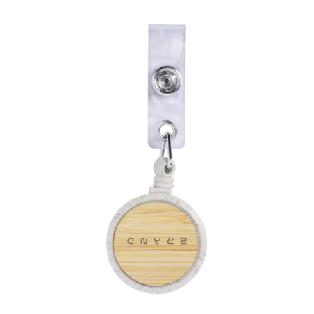 Porte-badge personnalisé avec sangle extensible 70 cm en bambou et paille de blé - Alikra Porte-badge personnalisé avec sangle extensible 70 cm en bambou et paille de blé - Alikra