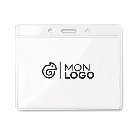 Porte-badge personnalisable en PVC avec 3 trous- 10 x 8 cm - BADGY Porte-badge personnalisable en PVC avec 3 trous- 10 x 8 cm - BADGY