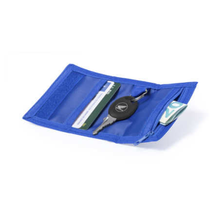 Porte monnaie publicitaire en PET 600D avec fermeture velcro et attache porte-clés - Motok