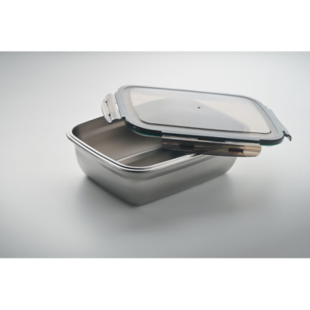 Boîte à lunch personnalisable en inox et PP recyclé 1,5L avec séparateur - LOX PLUS Boîte à lunch personnalisable en inox et PP recyclé 1,5L avec séparateur - LOX PLUS
