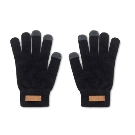 Gants tactiles en RPET avec étiquette en liège pour la personnalisation - DACTILE Gants tactiles en RPET avec étiquette en liège pour la personnalisation - DACTILE