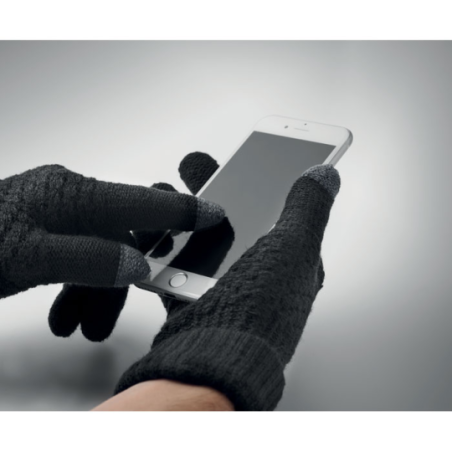 Gants tactiles publicitaire en RPET avec étiquette pour marquage - TAKAI Gants tactiles publicitaire en RPET avec étiquette pour marquage - TAKAI