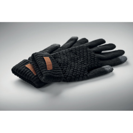 Gants tactiles publicitaire en RPET avec étiquette pour marquage - TAKAI Gants tactiles publicitaire en RPET avec étiquette pour marquage - TAKAI