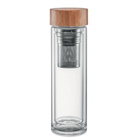 Gourde personnalisable à double paroi en verre et infuseur 400ml - BATUMI Gourde personnalisable à double paroi en verre et infuseur 400ml - BATUMI