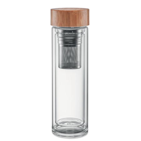 Gourde personnalisable à double paroi en verre et infuseur 400ml - BATUMI Gourde personnalisable à double paroi en verre et infuseur 400ml - BATUMI