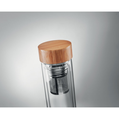 Gourde personnalisable à double paroi en verre et infuseur 400ml - BATUMI Gourde personnalisable à double paroi en verre et infuseur 400ml - BATUMI