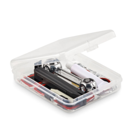 Kit de réparation pour vélo publicitaire dans sa boîte transparente - REPAIR