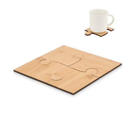 Lot de 4 sous-verres puzzle personnalisable en bambou - LEPY Lot de 4 sous-verres puzzle personnalisable en bambou - LEPY