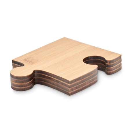 Lot de 4 sous-verres puzzle personnalisable en bambou - LEPY Lot de 4 sous-verres puzzle personnalisable en bambou - LEPY