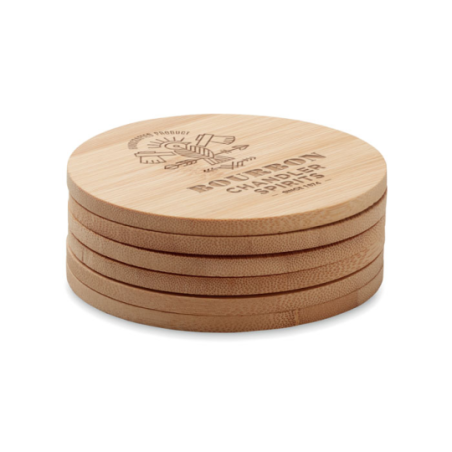 Lot de 6 sous-verres personnalisé en bambou dans son sac en coton - BAYIN Lot de 6 sous-verres personnalisé en bambou dans son sac en coton - BAYIN