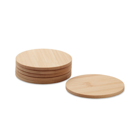 Lot de 6 sous-verres personnalisé en bambou dans son sac en coton - BAYIN Lot de 6 sous-verres personnalisé en bambou dans son sac en coton - BAYIN