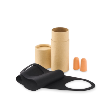 Masque et bouchons d'oreilles dans son coffret en papier personnalisable - MASKSET Masque et bouchons d'oreilles dans son coffret en papier personnalisable - MASKSET