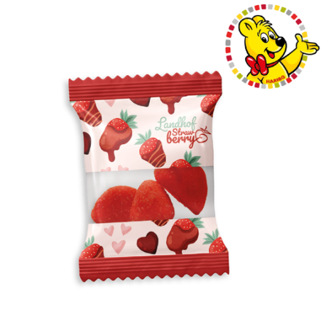 Sachet de bonbon personnalisable Fraises Tagada Haribo® (par lot de 100 sachets) 3 pièces 7g Sachet de bonbon personnalisable Fraises Tagada Haribo® (par lot de 100 sachets) 3 pièces 7g