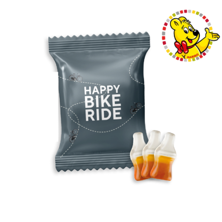 Sachet de bonbon personnalisable Happy Cola Haribo® (par lot de 100 sachets) 3 pièces 12g Sachet de bonbon personnalisable Happy Cola Haribo® (par lot de 100 sachets) 3 pièces 12g