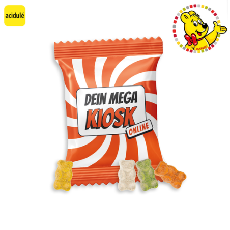 Sachet de bonbon personnalisable L'ours d'or acidulé Haribo® (par lot de 100 sachets) 10g Sachet de bonbon personnalisable L'ours d'or acidulé Haribo® (par lot de 100 sachets) 10g
