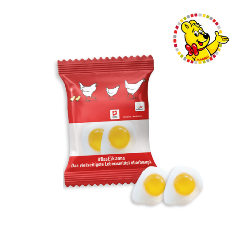 Sachet de bonbon personnalisable Oeufs au plat Haribo® (par lot de 100 sachets) 2 pièces 8g Sachet de bonbon personnalisable Oeufs au plat Haribo® (par lot de 100 sachets) 2 pièces 8g