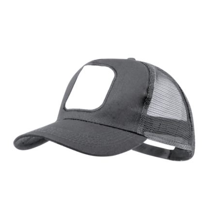Casquette trucker personnalisable en polycoton avec son patch cousu pour sublimation - Flecher
