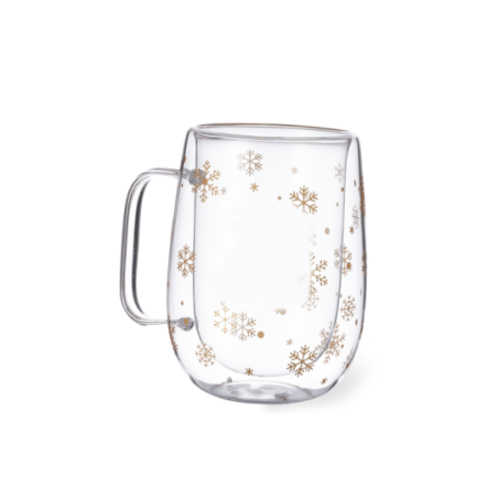 Tasse en verre personnalisable à double paroi avec flocon Doglex Tasse en verre personnalisable à double paroi avec flocon Doglex