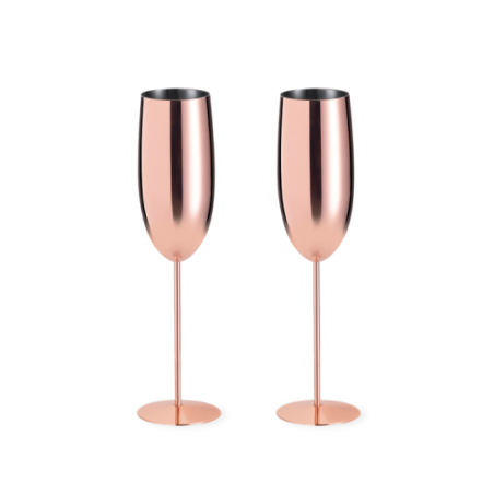 Set de 2 flûte à champagne personnalisable en acier inoxydable 270ml Set de 2 flûte à champagne personnalisable en acier inoxydable 270ml