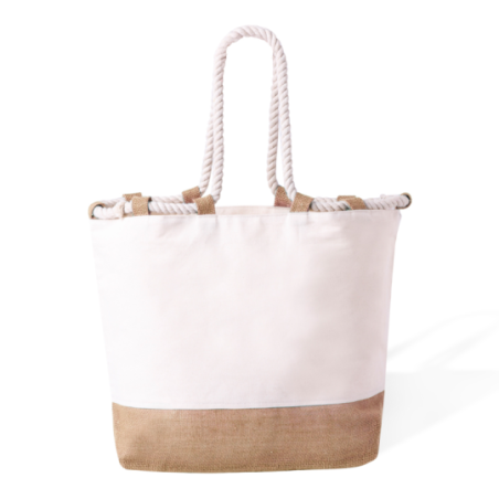 Sac de plage personnalisé en coton 280g/m2 et jute Belesi